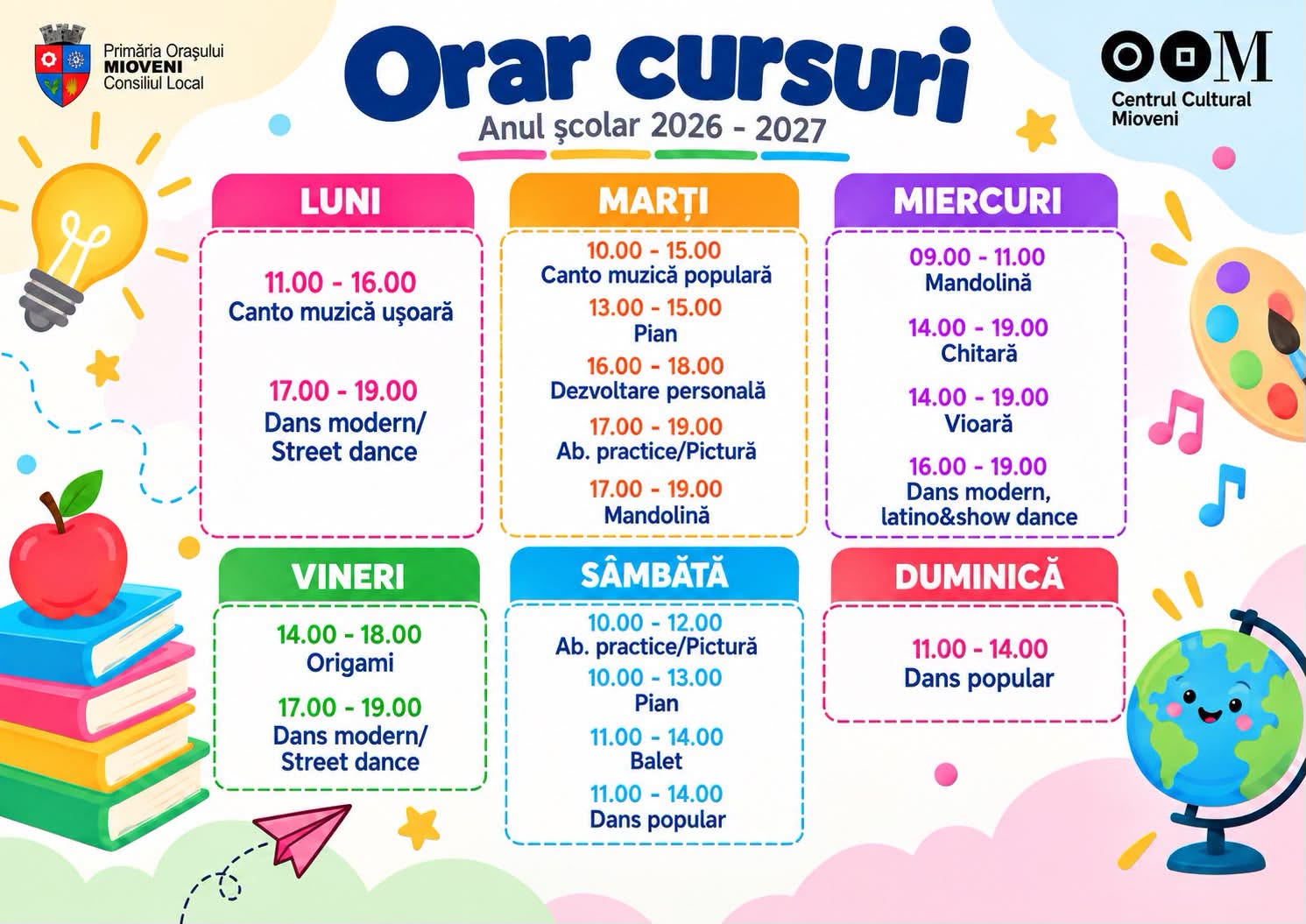 Orarul Cursurilor Gratuite | Anul școlar 2026–2027