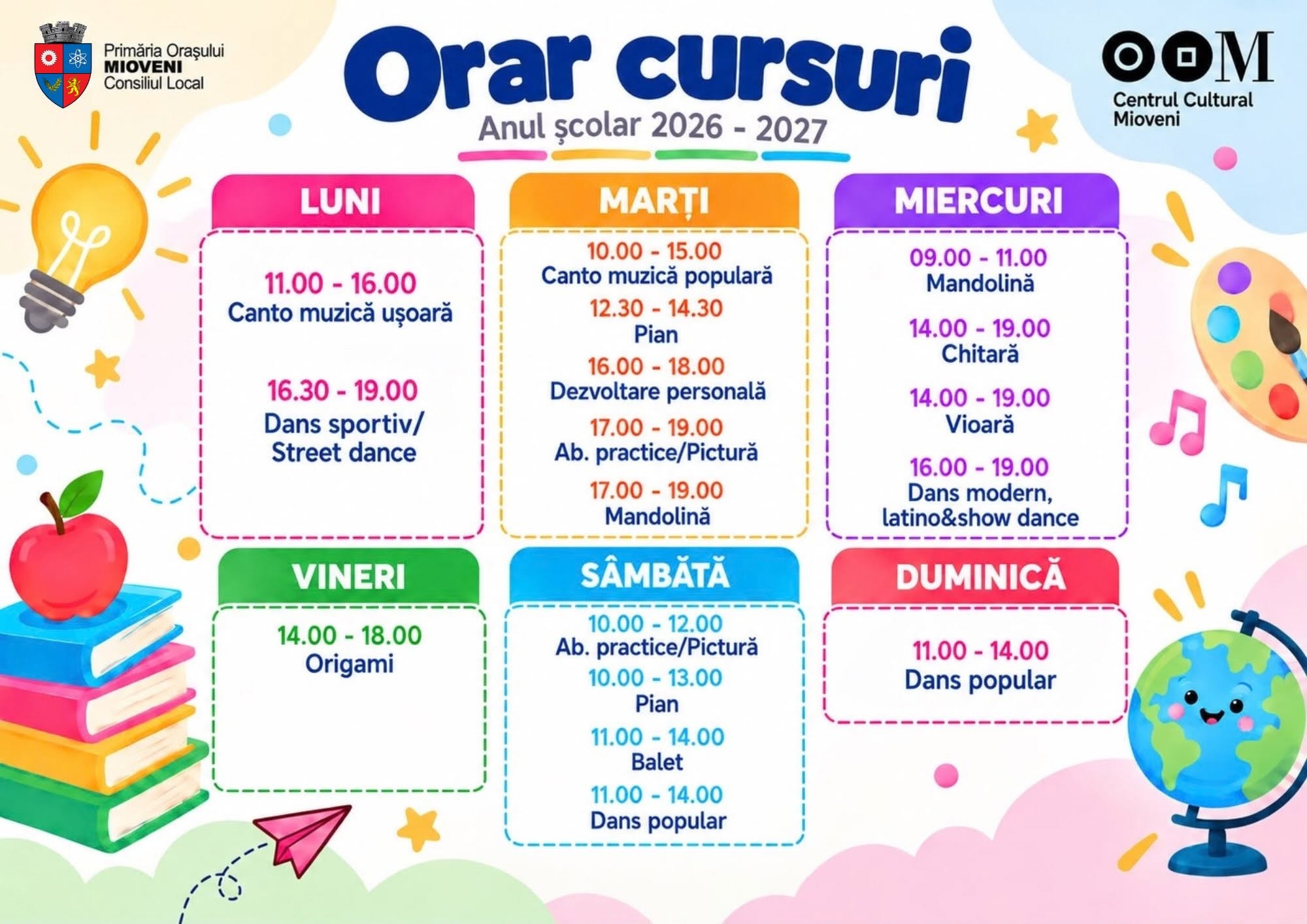 Orarul Cursurilor Gratuite | Anul școlar 2026–2027